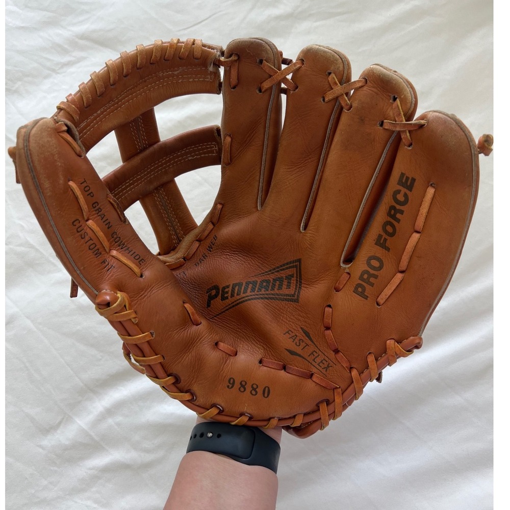 Pennant Pro Force 9880 Baseball Glove Top Grain Cowhide Tan RHT Bar Web Flex